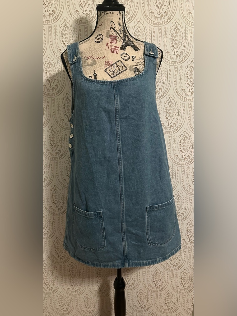 Amazon Blue Denim Pinafore Mini Dress